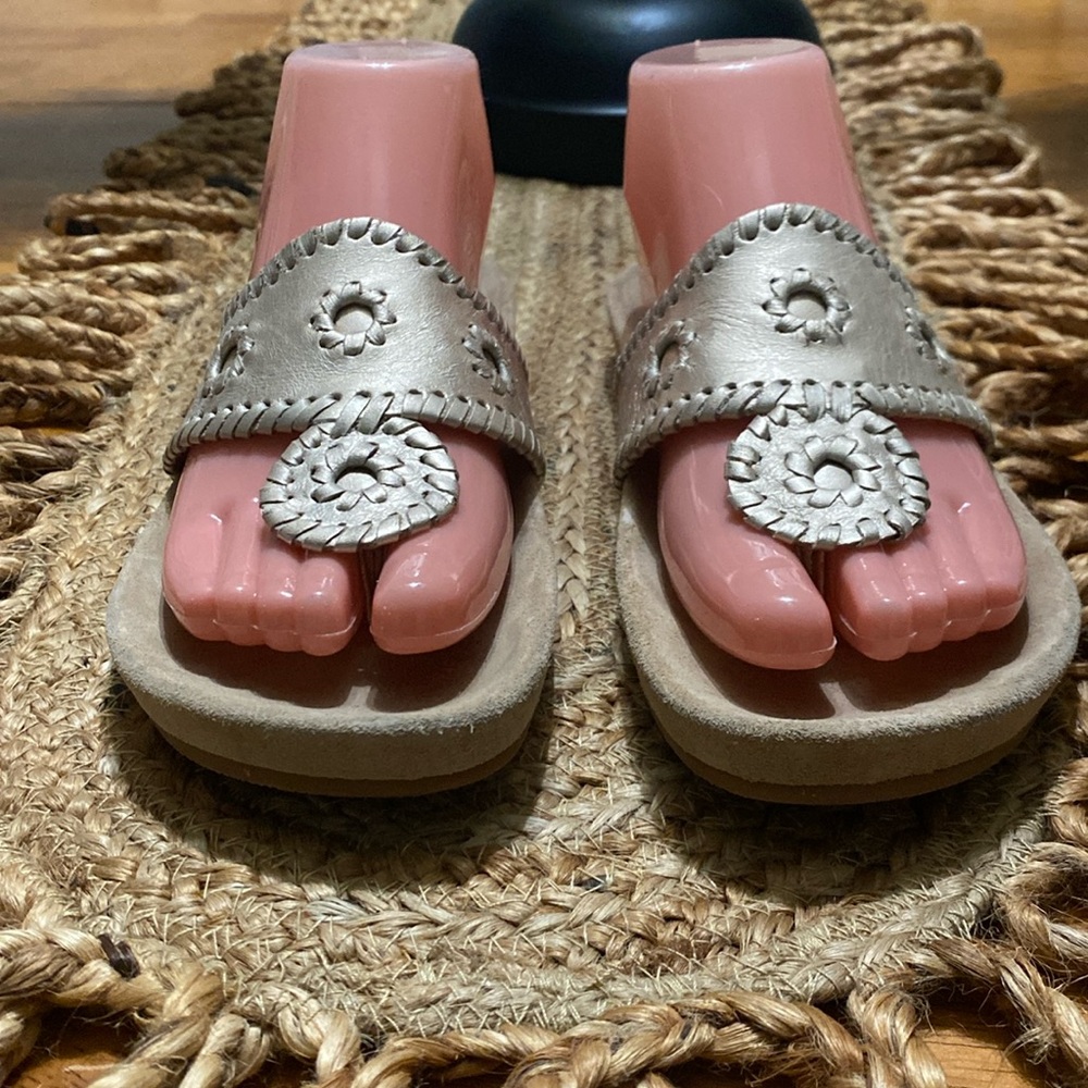 Jack Rogers Silver Leather Comfort Sandals